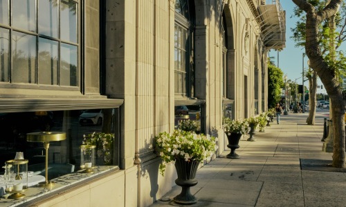 spacious outside sidewalks